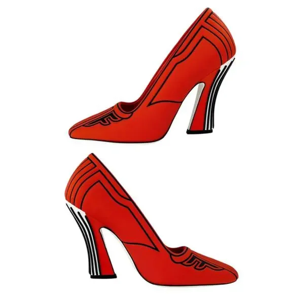 Fendi Red Neoprene Pumps